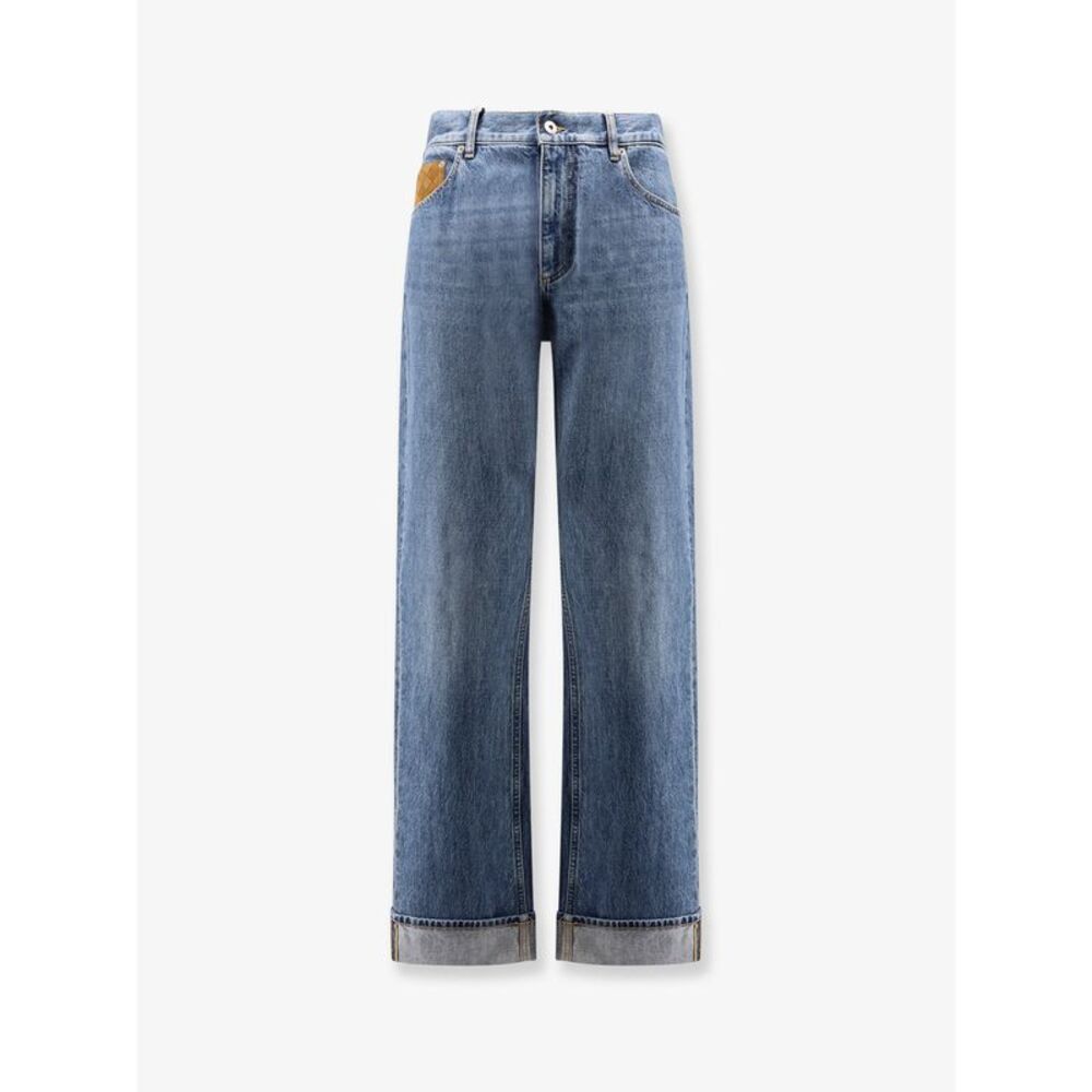 Bottega Veneta Men Wide Leg Jeans With Turn Up